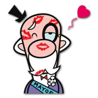 💋 Mayor of Townsville Powerpuff Girls MAYOR cartoon, mayor, powerpuff girls, kiss marks, mayor of townsville telegram sticker