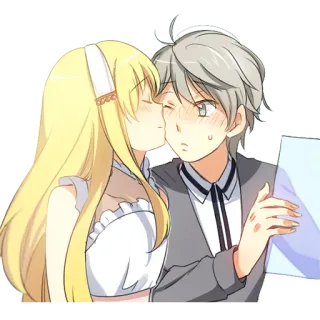 ❤️ desenho animado, beijo, amor, anime, casal, romance, relacionamento whatsapp sticker