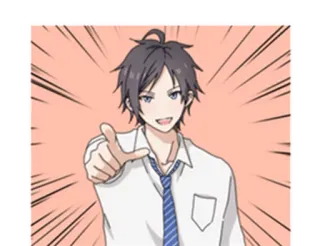 👆 Anime, Männlich, Schüler, Zeigend, Krawatte whatsapp sticker