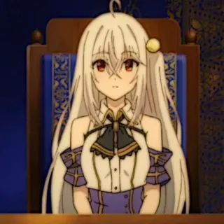 🍪 anime girl, long white hair, anime, seated, character, female telegram sticker