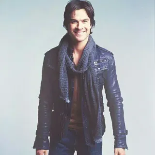 🖤 Ian Somerhalder actor, hombre, celebridad, sonrisa, bufanda, chaqueta whatsapp sticker