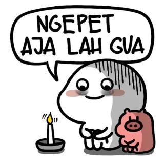 🥲 NGEPET AJA LAH GUA dibujos animados, ngepet, ritual, cerdo, magia, vela telegram sticker
