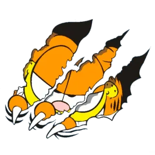 😈 Garfield cartoon, cat, claws, orange, comic whatsapp sticker