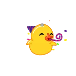 🥳 mignon, poussin, emoji, animal, joyeux whatsapp sticker