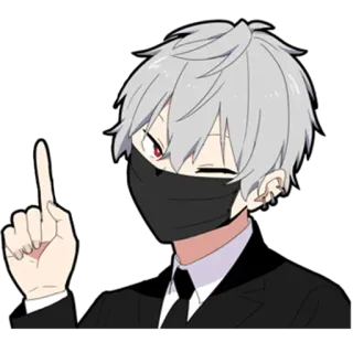 🎩 anime, anime boy, boy, anime character, mask, pointing telegram sticker
