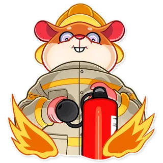 🔥 hamster, firefighter, fire, helmet, cartoon, animal, uniform telegram sticker
