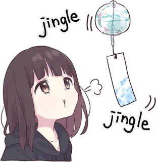 🌬️ jingle jingle Anime, Meisje, Windgong, Geklingel, Schattig, Kawaii whatsapp sticker