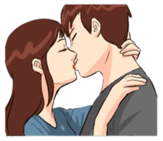 💏 情侣, 亲吻, 浪漫, 爱, 卡通 whatsapp sticker