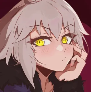 😂 Anime meisje, Cartoon, Illustratie, Gele ogen, Blozen, Schattig telegram sticker