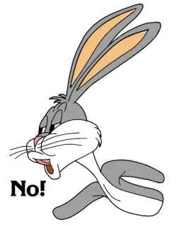 🙅‍♂️ Bugs Bunny No! conejo, dibujos animados, Looney Tunes, Warner Bros, no telegram sticker