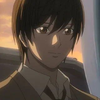 🍎 Light Yagami Death Note anime, death note, light yagami, sério, planejando telegram sticker