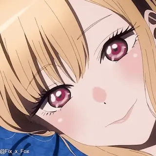 😀 @Fix_x_Fox アニメ, 女の子, 金髪, ポートレート, かわいい, 喜多川海夢 telegram sticker