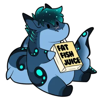 🧃 FAT FISH JUICE tiburón, pez, jugo, animal, dibujos animados, lindo telegram sticker