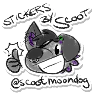 🔰 STICKERS BY Scoot @scoot.moondog sticker, furry, cachorro, desenho animado, arte, ilustração, scoot, moondog whatsapp sticker
