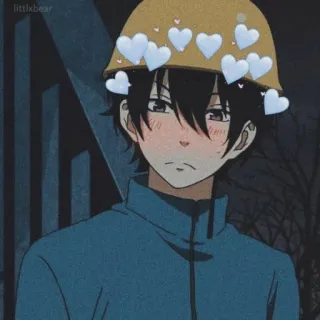 🏷 аниме, мультфильм, персонаж, сердечки, шлем telegram sticker