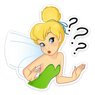 ⁉ Tinkerbell fairy, cartoon, disney, tinkerbell, question, thinking telegram sticker