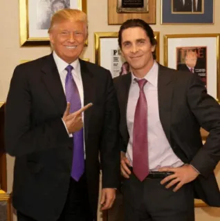 😁 Donald Trump, Christian Bale, Politik, Prominente, Geschäftsmann, Schauspieler whatsapp sticker
