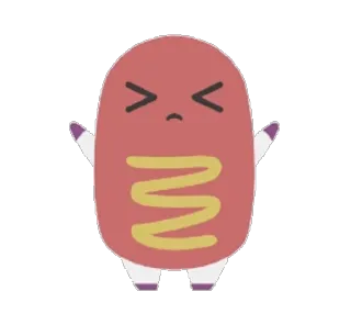 😣 хот-дог, мультфильм, каваи, еда, сосиска, смешной, милый, стикер telegram sticker