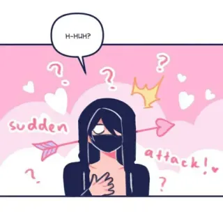 🔗 H-HUH? sudden attack! love, attack, question, pink, cute telegram sticker