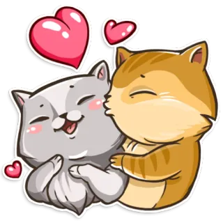 ❤ gato, beso, amor, lindo, corazones, animales telegram sticker