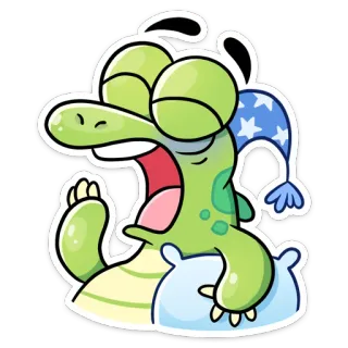 🥱 cartoon, sleeping, sleepy, animal, lizard, cute, pillow whatsapp sticker