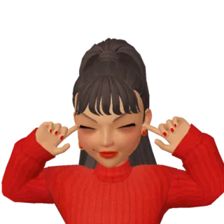 🙉 femme, pull rouge, yeux fermés, oreilles, autocollant, mode telegram sticker