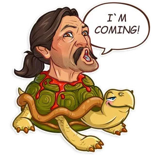 🏃 I`M COMING! Schildkröte, Blut, Cartoon, Kopf, Gore telegram sticker
