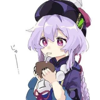 🍇 じゃ Anime, Garota, Bonita, Bebendo, Ilustração, Desenho animado telegram sticker