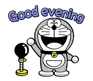 ◼️ Doraemon Good evening doraemon, cartoon, anime, robot, goedenavond telegram sticker