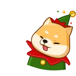 🎅 собака, сиба ину, эльф, рождество, мультфильм, милый, наклейка telegram sticker