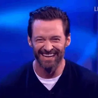 🎧 Hugh Jackman actor, celebrity, laughing, smile, portrait whatsapp sticker