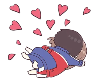 🌟 desenho animado, amor, corações, abraço telegram sticker