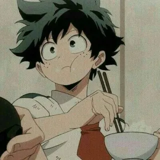 🥦 Izuku Midoriya My Hero Academia anime, manga, izuku midoriya, my hero academia, deku, manger, baguettes telegram sticker