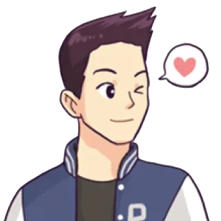 🌃 Cartoon, Hart, Liefde, Leuk, Persoon, Man, Knipoog telegram sticker