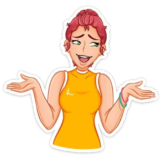 🤷‍♂ wanita, gadis, kartun, ilustrasi, senyum, gerakan telegram sticker