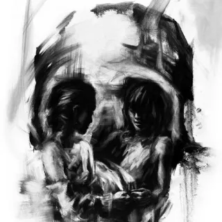 💀 caveira, dark, arte, monocromático, crianças, ilustração telegram sticker