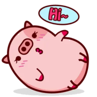 ✋ Hi~ cochon, mignon, animal, dessin animé whatsapp sticker