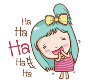 😺 Ha Cartoon, Mädchen, lachend, fröhlich, süß, haha, lustig, Freude telegram sticker