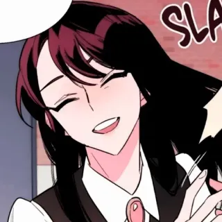 😄 SLA woman, cartoon, anime, manga, smiling, happy, cute telegram sticker