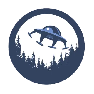 🛸 UFO, flying saucer, alien, space, trees, night, forest, spaceship telegram sticker