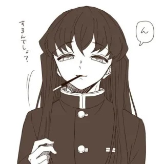 ☁️ するんでしょ? Anime, Pocky, Capelli Lunghi, Monocromatico, Uniforme Scolastica whatsapp sticker