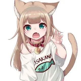 🧋 OSAKANA Anime, Nekomimi, Carino, Kawaii whatsapp sticker