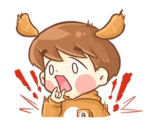😱 Cartoon, Anime, Jongen, Geschokt, Uitroep, Emotioneel, Schattig telegram sticker