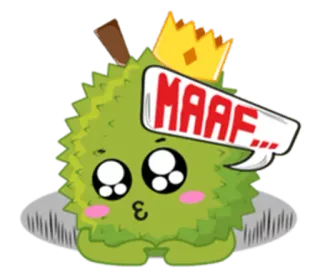 👉 MAAF... Durian, Kawaii, Słodki, Owoc, Król, Przepraszam telegram sticker