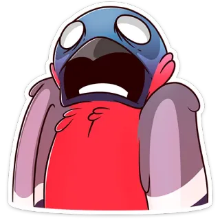 😱 oiseau, dessin animé, expression, criant, choqué, rouge, bleu telegram sticker