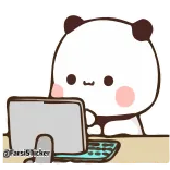 🖥 @FarsiSticker панда, милый, медведь, мультфильм, компьютер, каваий whatsapp sticker