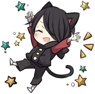 🙌 Katze, Anime, Chibi, Kawaii, Cartoon, Süß, Figur, Sticker telegram sticker