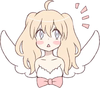 😯 Anime, Garota, Anjo, Fofo, Desenho animado, Asas telegram sticker