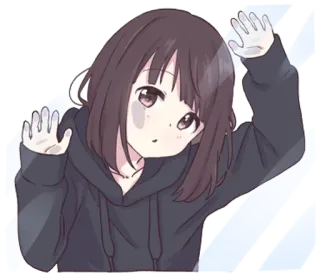 😀 Anime, Desenho animado, Menina, Adesivo, Janela, Personagem telegram sticker
