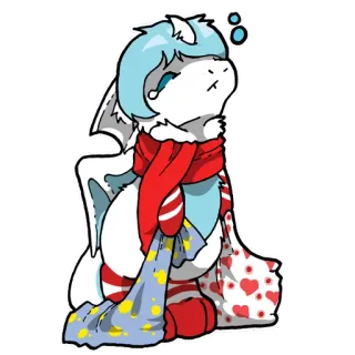 💤 naga, kartun, stiker, imut, kawaii, syal, selimut telegram sticker